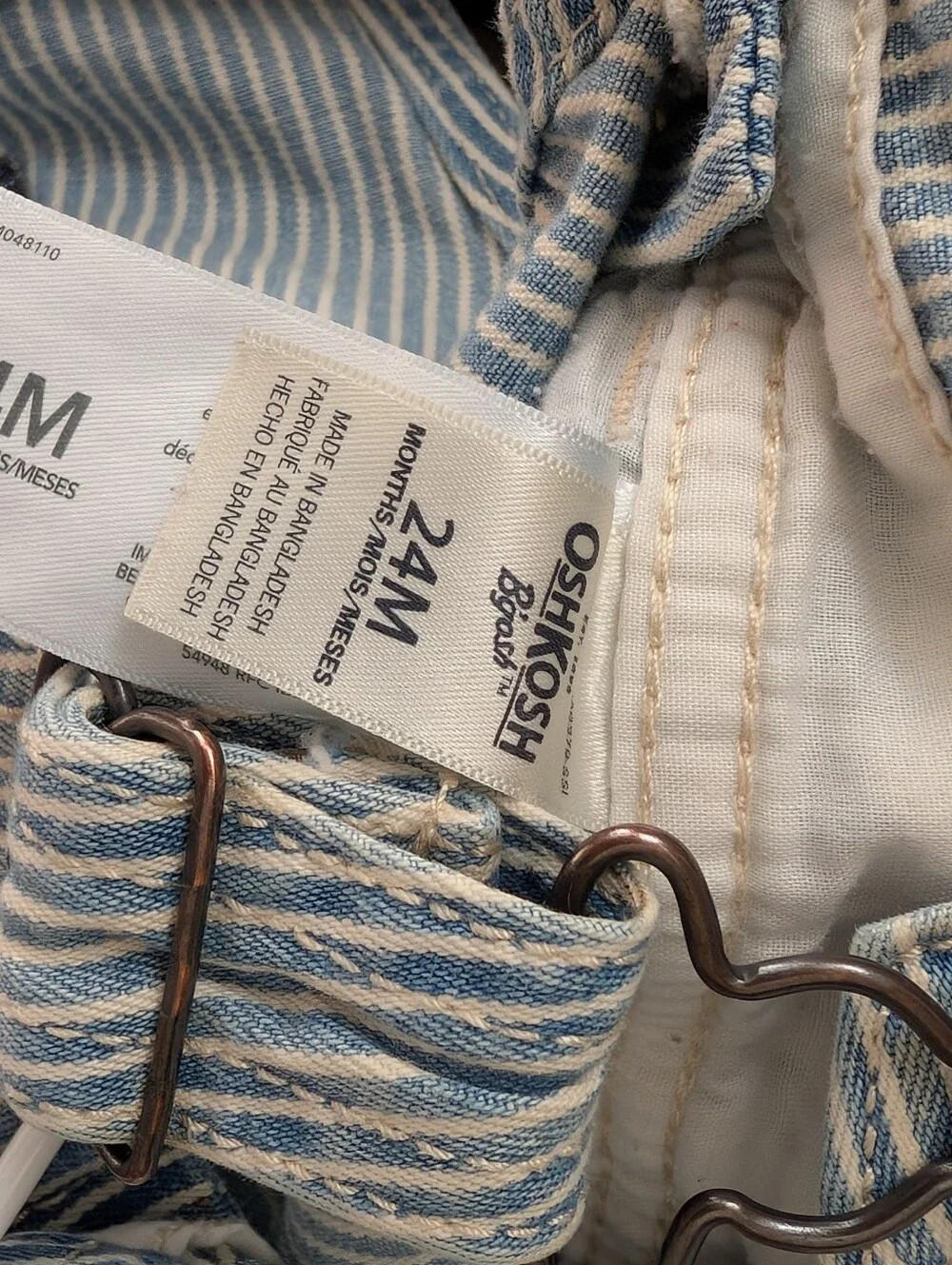 Oshkosh B'gosh Child's 24mo Hickory Stripe Overalls Denim Jeans